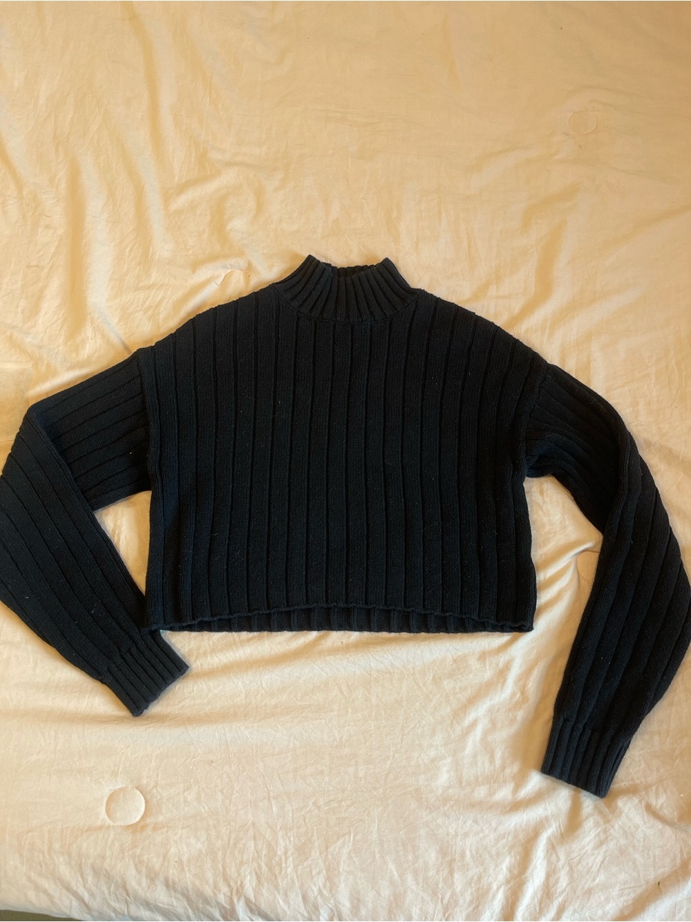 black cropped turtleneck sweater